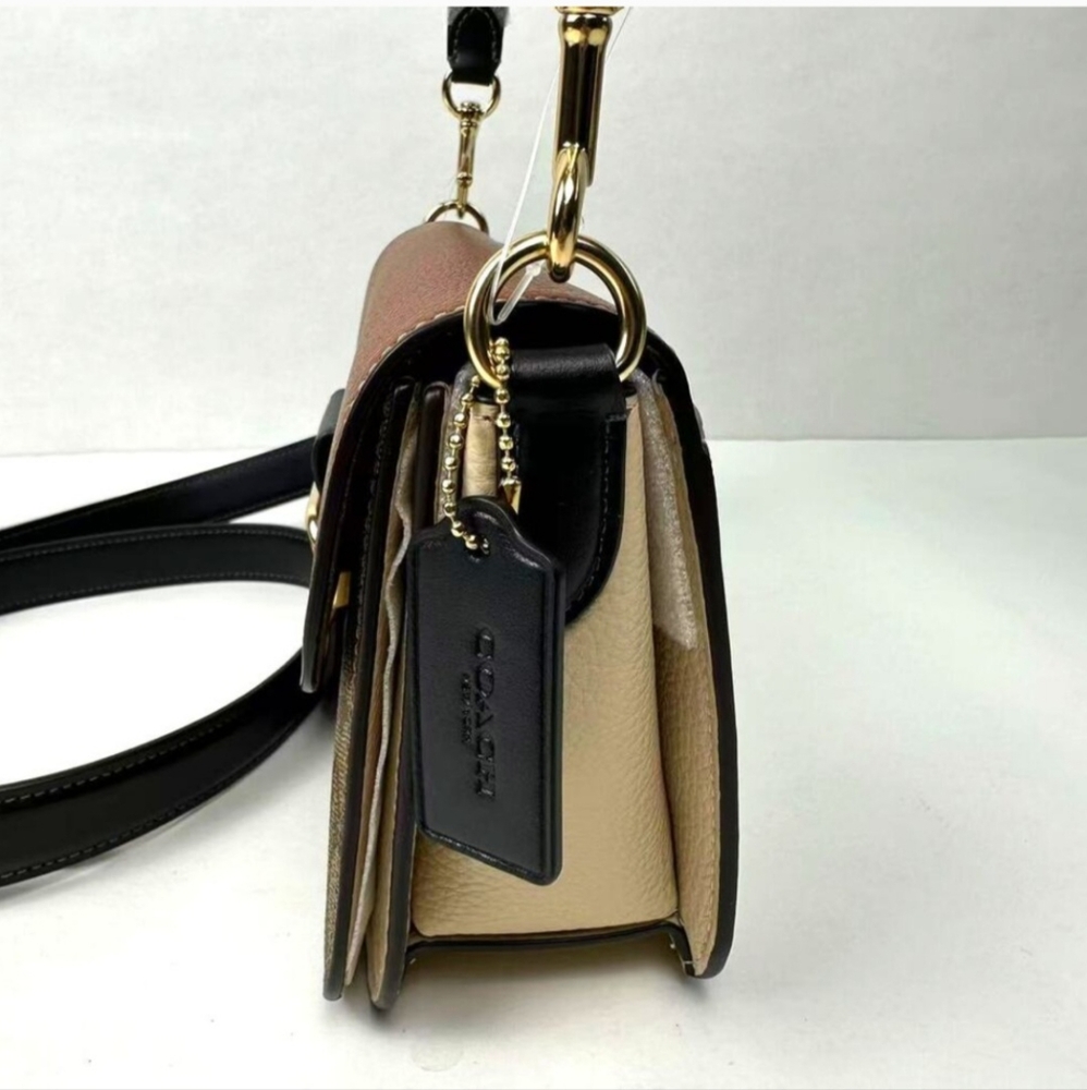 Coach Morgan Signature Color Block Shoulder Bag in Brown, Tan & Black - Picture 3 of 7